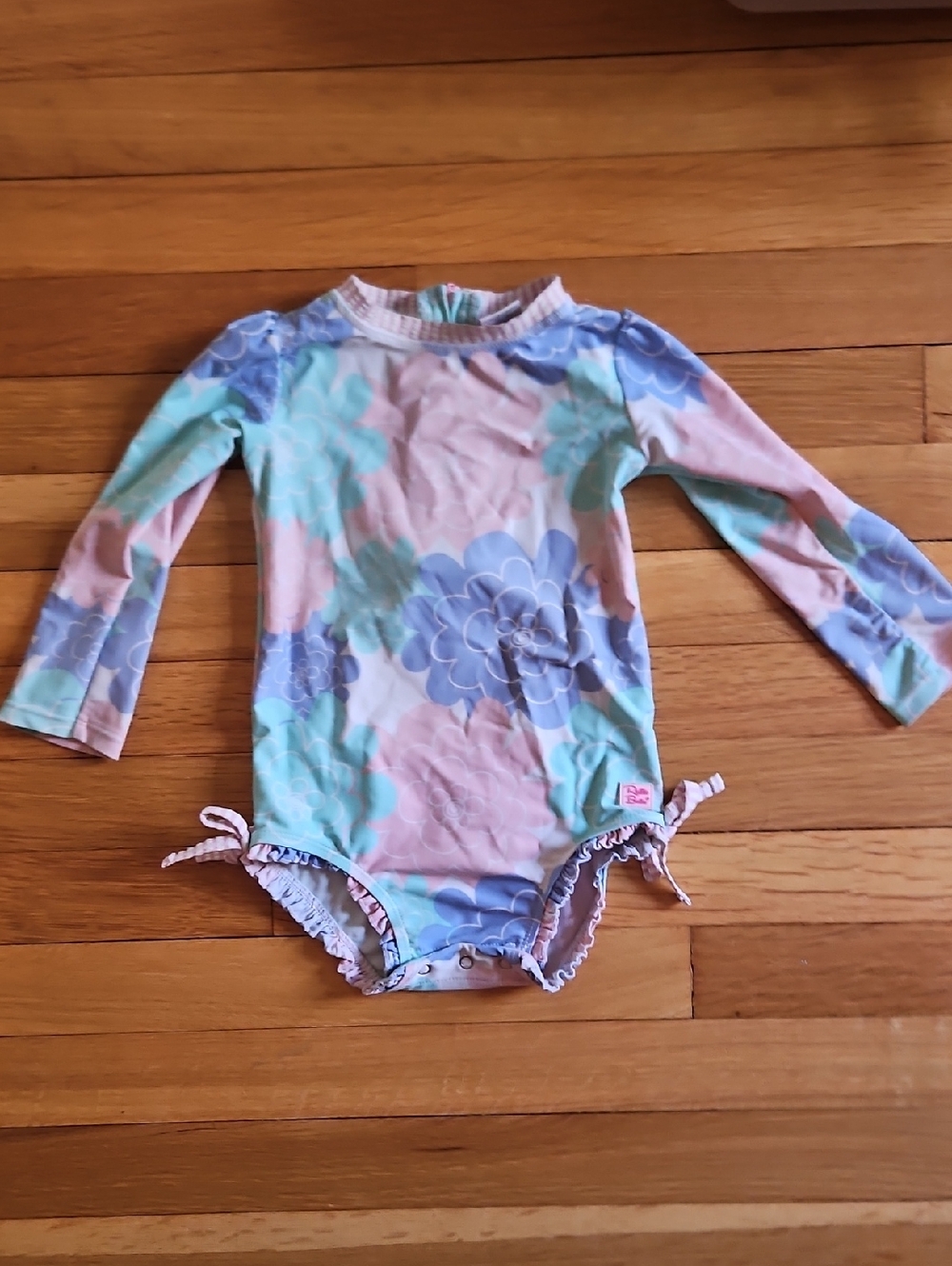 Ruffle Butts Pink, Light Blue & Mint Floral Swim Top